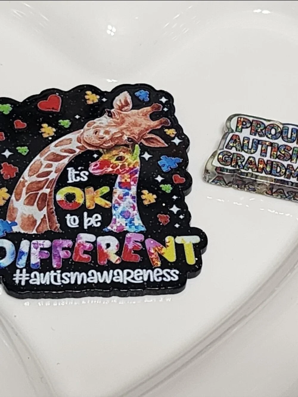 Autism Awareness Flat Beads Flatback Badge Keychain Magnet Jewelry Making
